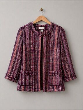 Alfred Dunner Petite XL Tweed Jacket Pink Purple